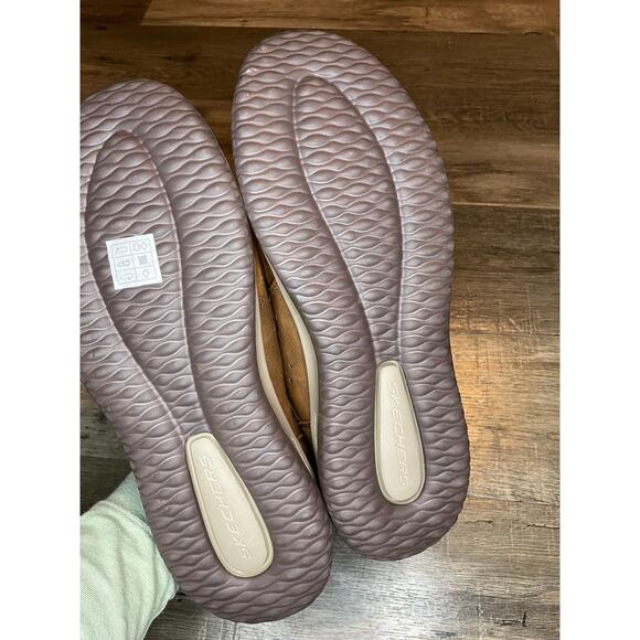 Sketchers Delson Axton Brown Leather Slip On Sneaker Comfort Foam Casual Work 12 - Picture 9 of 12